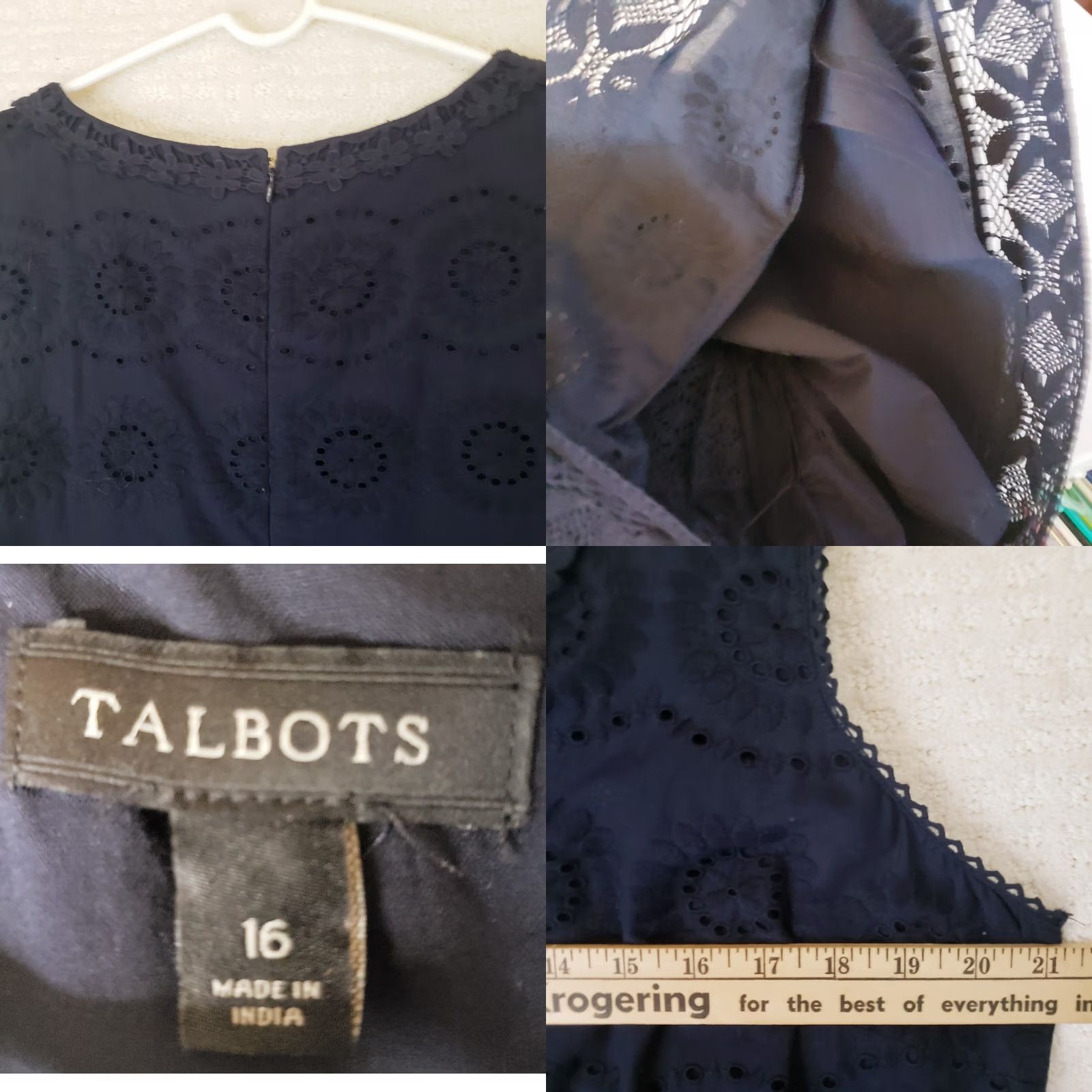 Talbots Talbot's Black Lacy Emdroidered Sleeveless A-line Dress Slip Lined 16 Ladies Size XXL / US 16-18 / IT 52-54 - 9 Thumbnail