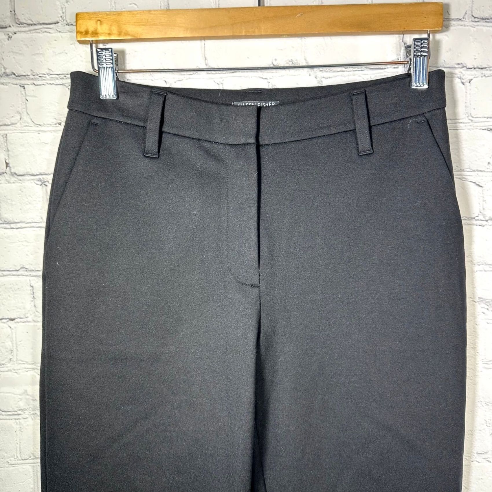 Eileen Fisher Eileen Fisher Petite Black Organic Linen Trousers Pants PS Dress Pants Womens Size 28" / US 6 / IT 42 - 2 Thumbnail