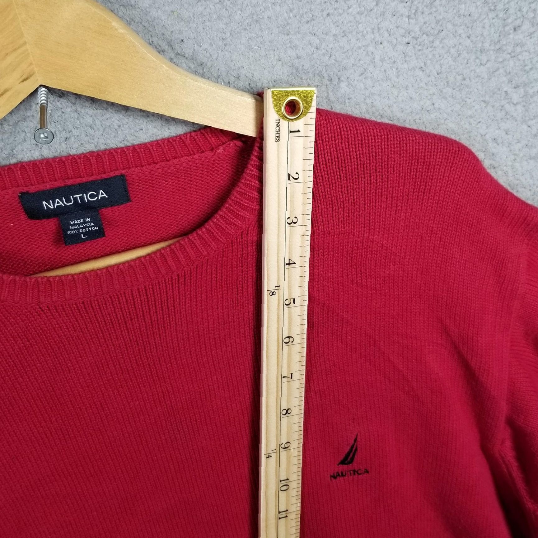Nautica Nautica Sweater Mens Large Red 100% Cotton Knit Crewneck Pullover Logo Knit Style Tight-Knit Long Sleeve Casual Winter Size US L / EU 52-54 / 3 - 5 Thumbnail