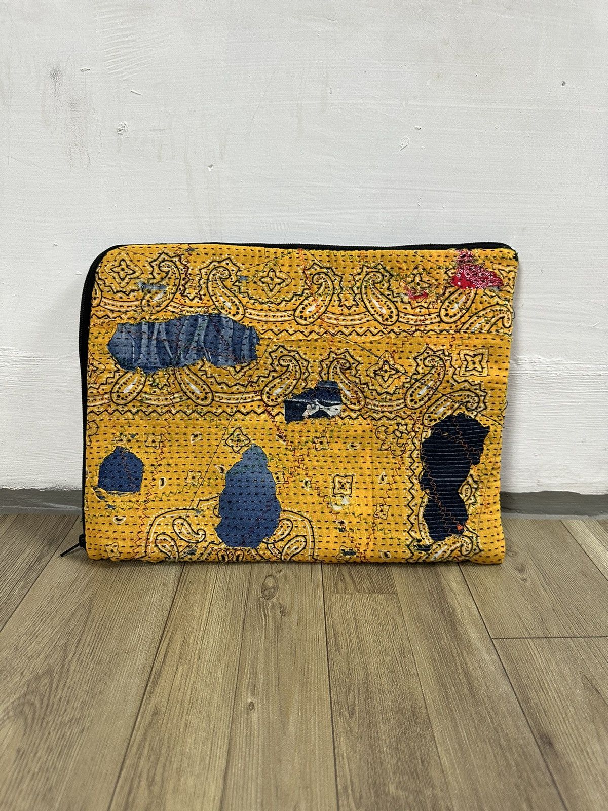 Handmade Custom Made Distressed Patchwork Boro Paisley cutch bag Size ONE SIZE - 7 Thumbnail