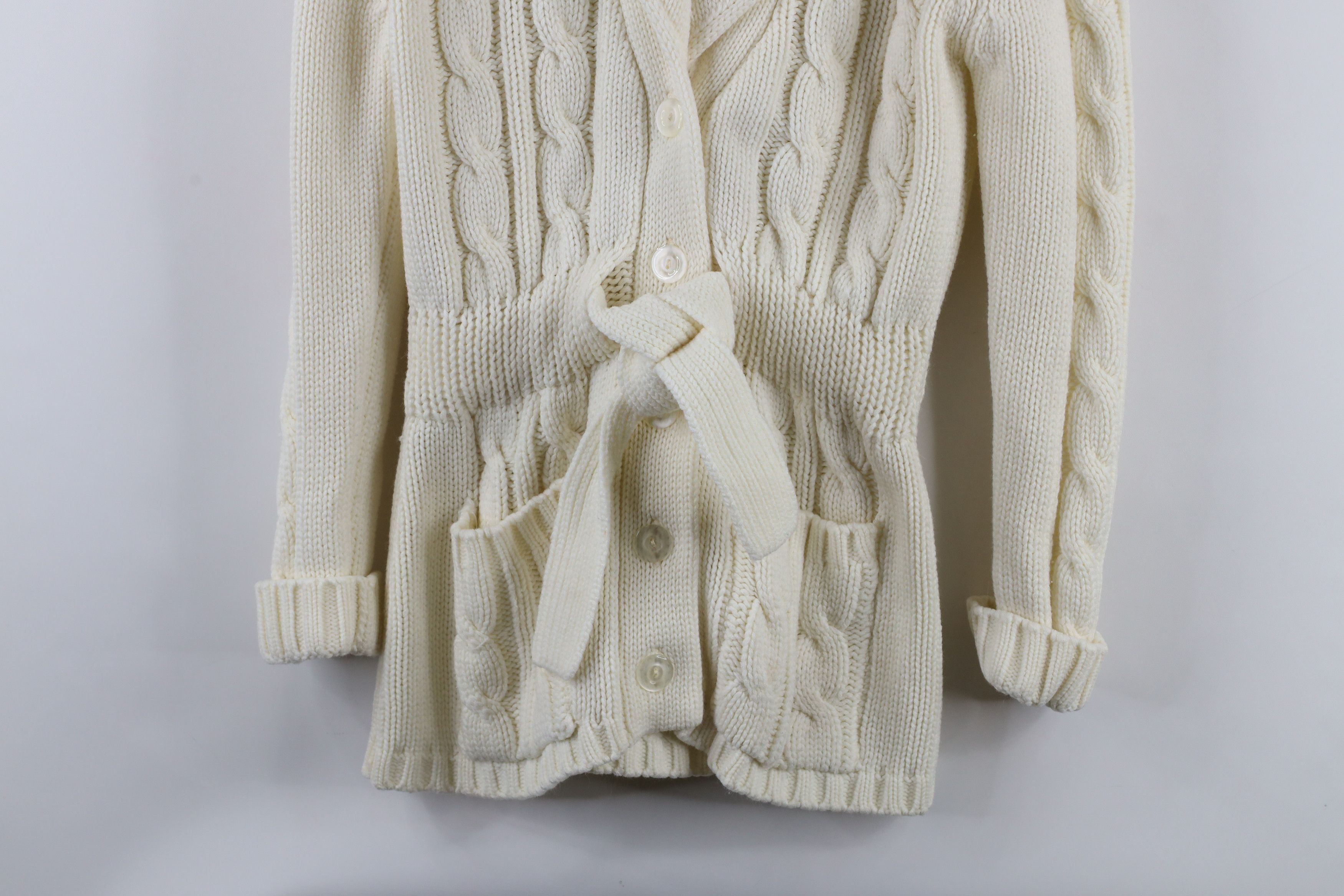 Vintage Vintage 70s Streetwear Cable Knit Fisherman Cardigan Sweater Size S / US 4 / IT 40 - 3 Thumbnail