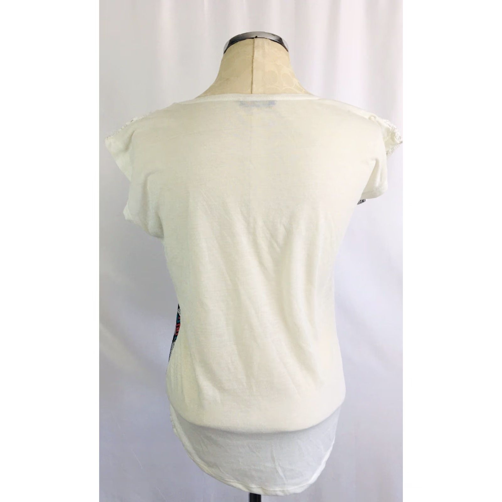 YOKE VINTAGE Large Sweetheart Cap Sleeve Pullover Top Junior Women's Lace Yoke Slightly Sheer Ivory Size L / US 10 / IT 46 - 5 Thumbnail