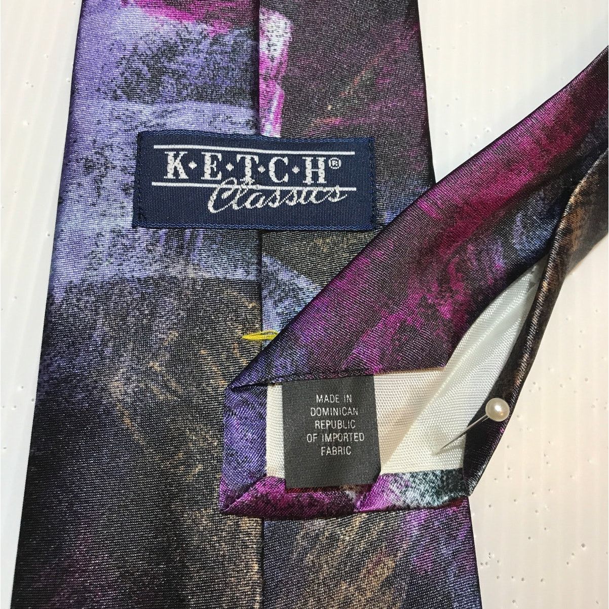 Other Ketch Classics Purple Abstract Short Wide Men Necktie Size ONE SIZE - 4 Thumbnail