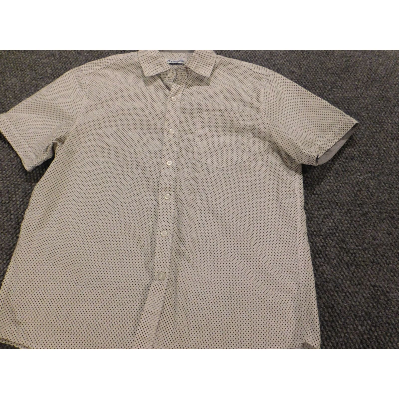 Vintage Michael Brandon Mens Shirt Small White Polka Dot Button-Up Modern Casual Short Sleeve Button-Down Collared Knit Cotton Size US S / EU 44-46 / 1 - 2 Thumbnail
