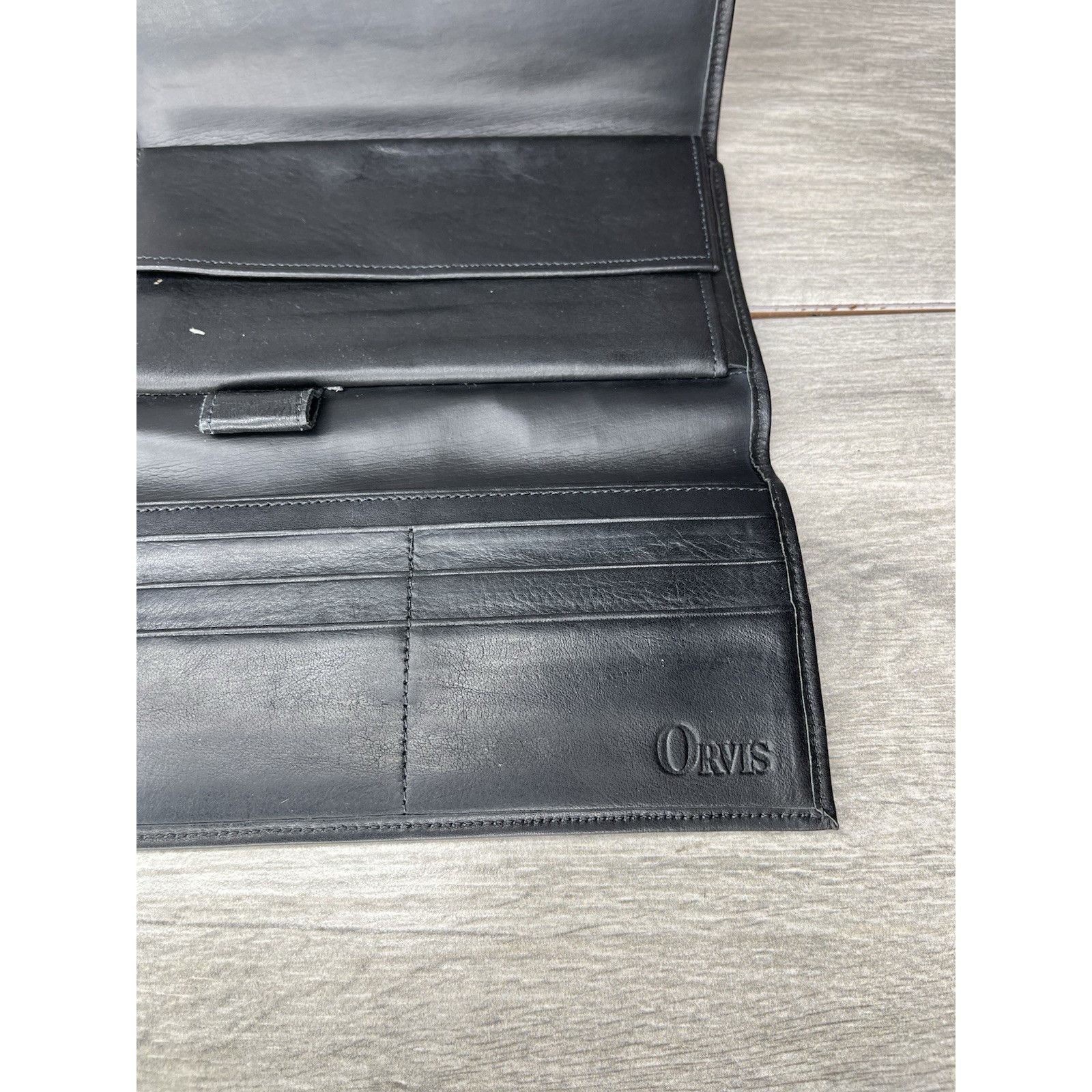 Orvis Vintage Orvis American Black Leather Bifold Wallet 6 Card Sl Size ONE SIZE - 2 Thumbnail
