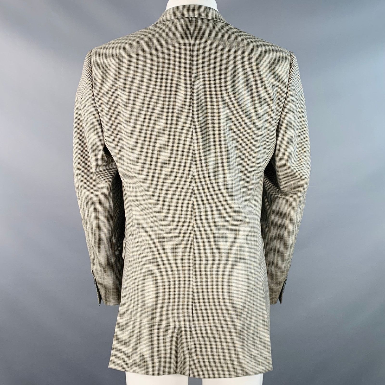 Burberry Size 38 Black Beige White Houndstooth Wool Sport Coat Size 38R - 4 Thumbnail