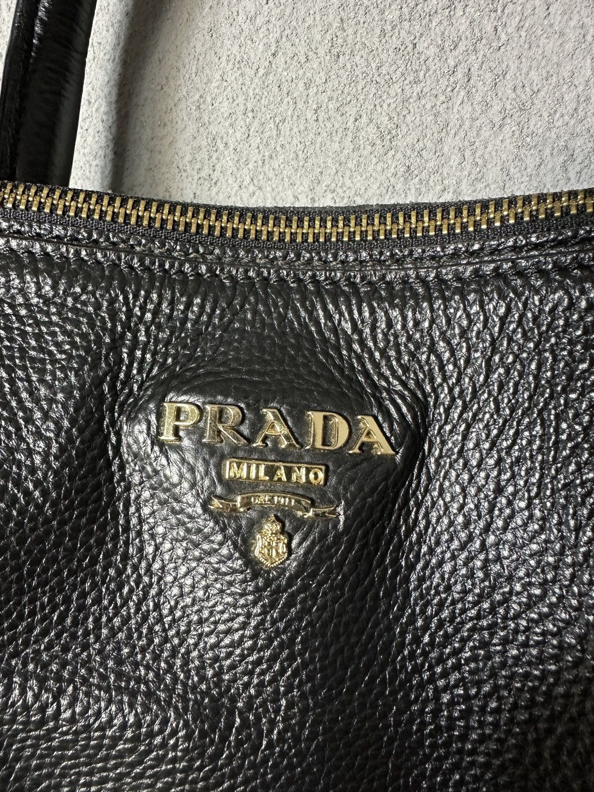 Designer × Prada Prada Black Vitello Daino Leather Sacca 2 Manici Hobo Bag Size ONE SIZE - 5 Thumbnail