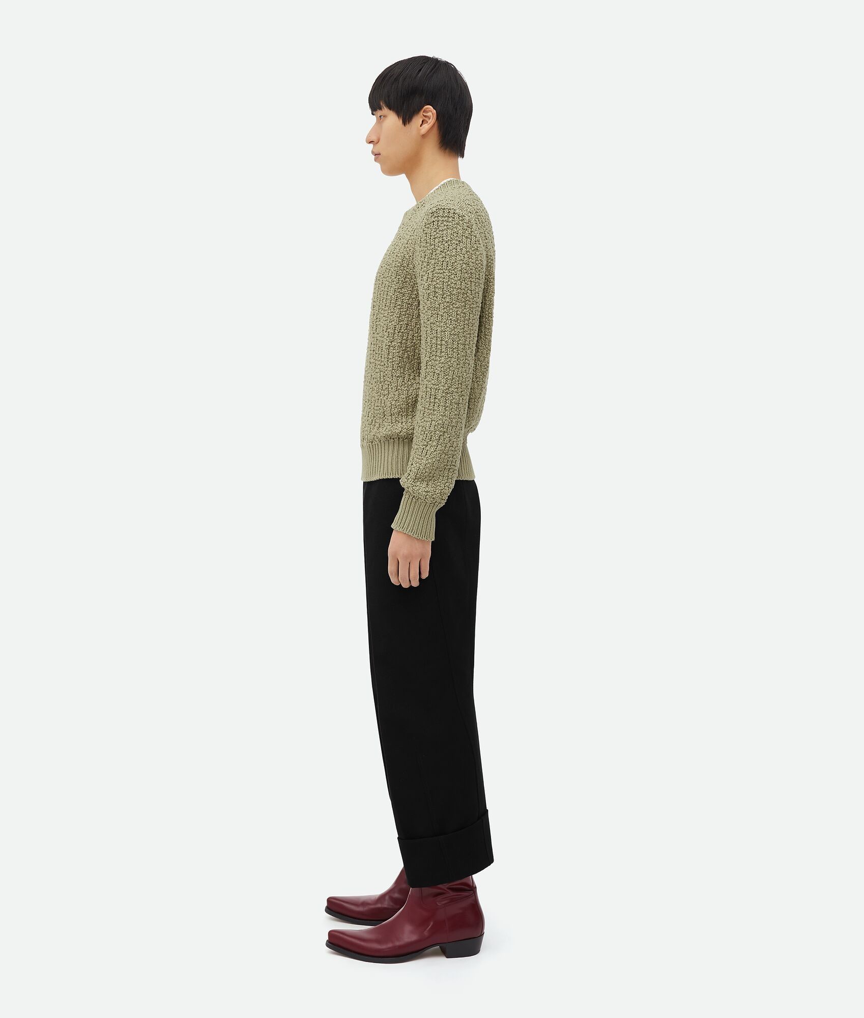 Bottega Veneta o1n1vont1224 Heavy Cotton Jumper in Green Size US M / EU 48-50 / 2 - 2 Thumbnail