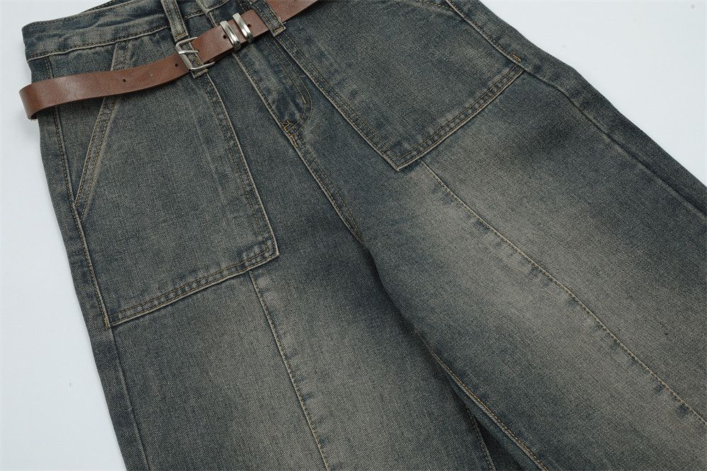 Japanese Brand American retro distressed washed waistband wide-leg jeans Size US 32 / EU 48 - 4 Thumbnail