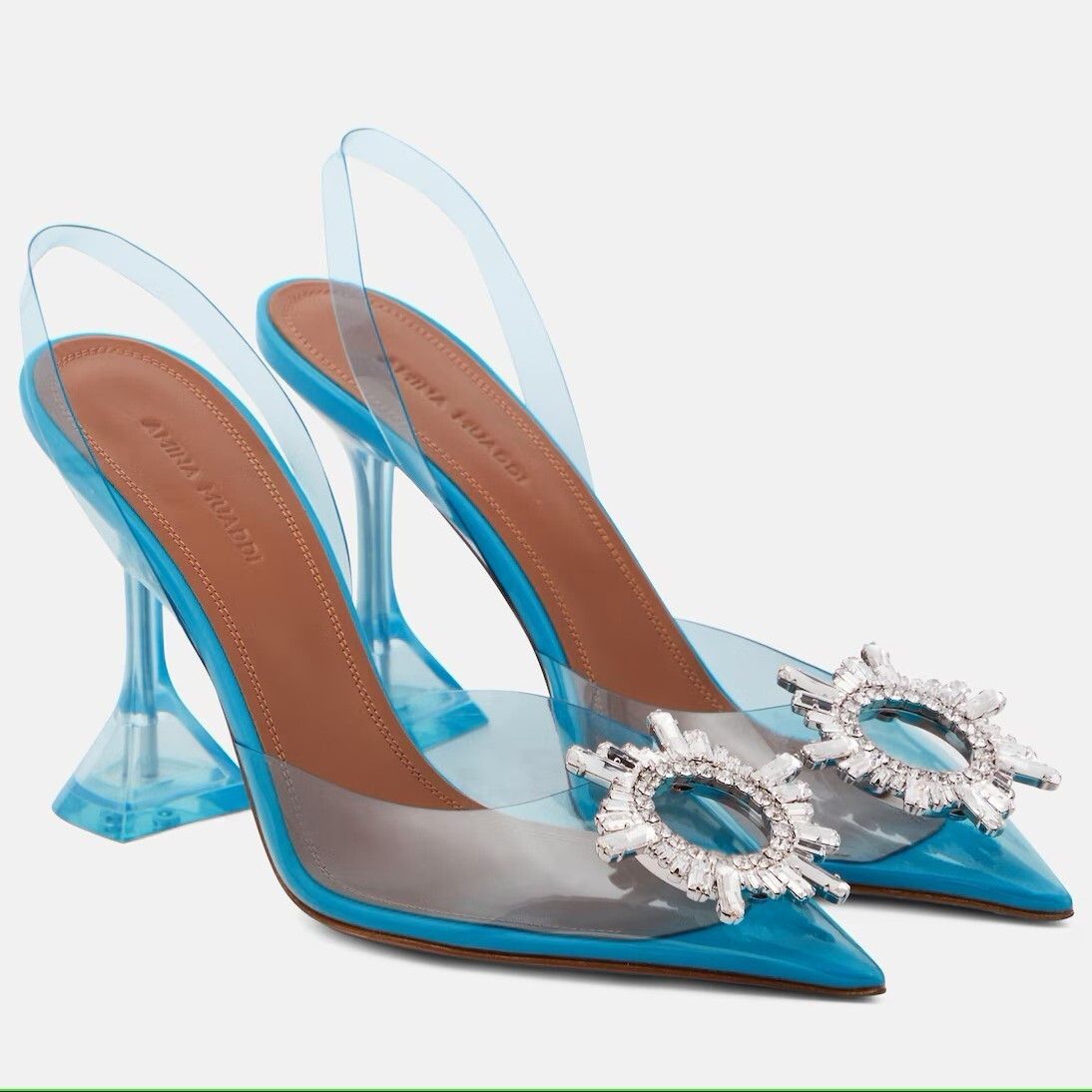 Amina Muaddi Begum Glass Pointed Toe Slingback Shoes US 10 / EU 40 $1220 Size US 10 / IT 40 - 2 Thumbnail