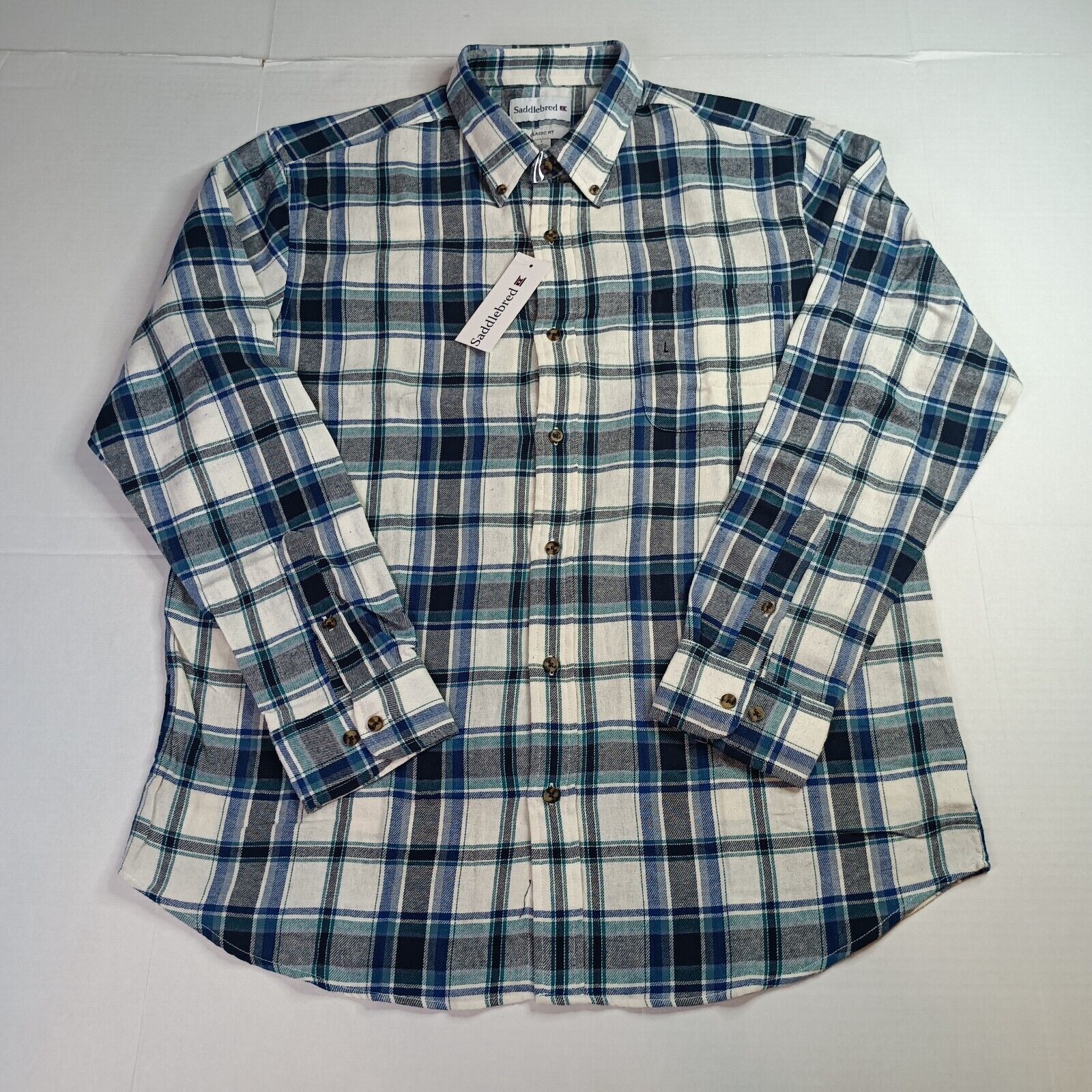Saddlebred Saddlebred Flannel Shirt Men's L Blue Plaid Classic Fit Size US L / EU 52-54 / 3 - 1 Thumbnail