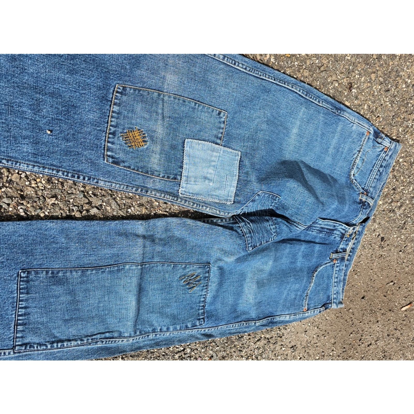 Ralph Lauren VINTAGE Ralph Lauren Polo Jeans Co. Jeans Men’s 34x34 Wide-Leg Baggy Denim Patchwork 90s Distressed Light Blue Size US S / EU 44-46 / 1 - 2 Thumbnail