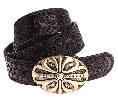 Japanese Brand Mikami x Nami Retro brown carved leather belt Size ONE SIZE - 7 Thumbnail