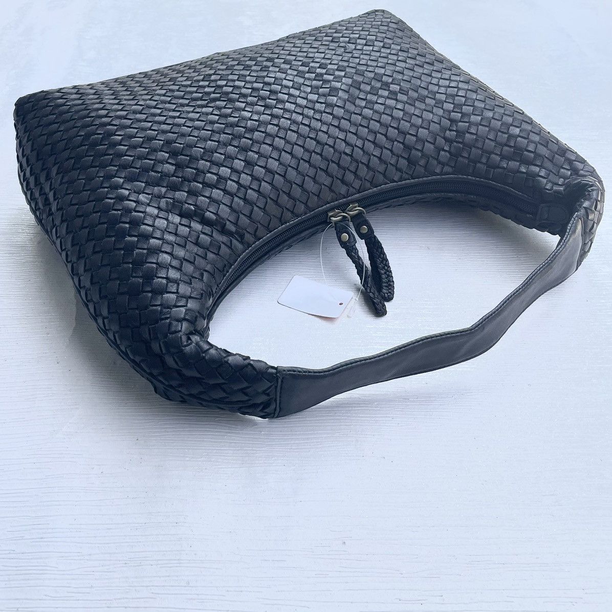 Leather Black Leather Woven Shoulder Bag Like Bottega Vaneta Size ONE SIZE - 7 Thumbnail