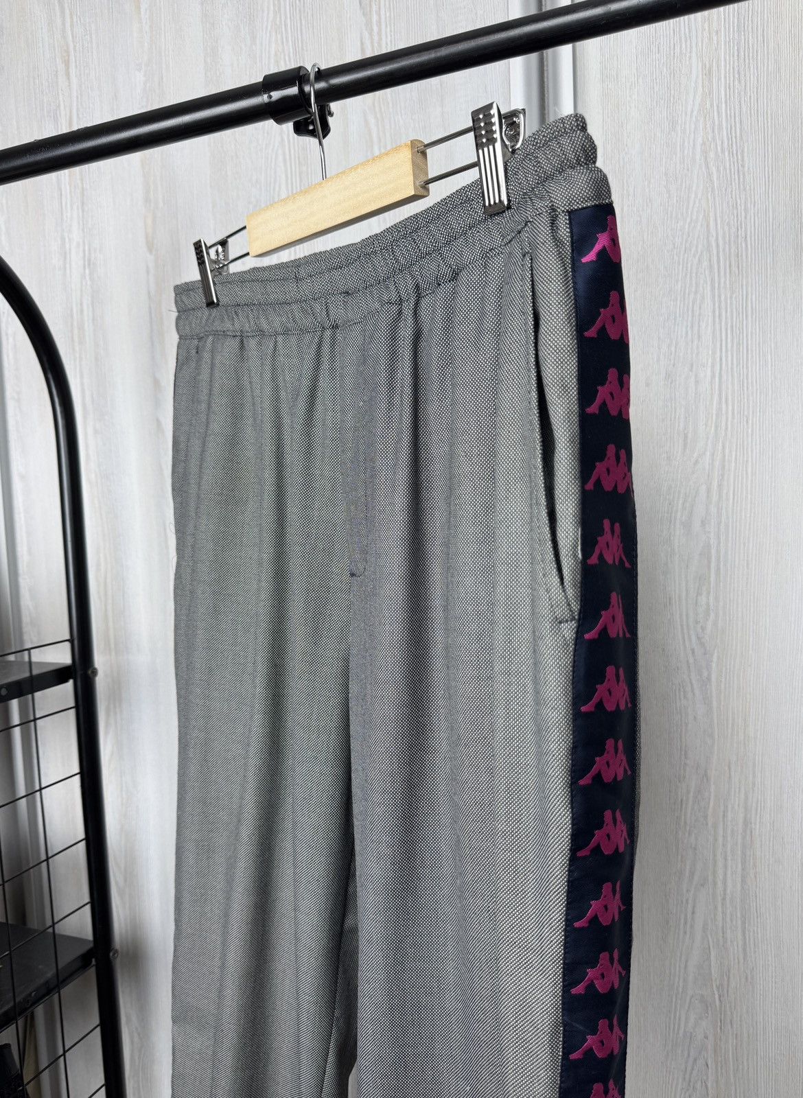 Kappa Kappa x Danilo Paura grey wool Italy striped track pants Size US 34 / EU 50 - 1 Thumbnail