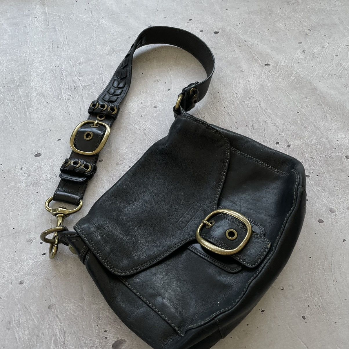 Vintage Coach Black Canvas Leather Flap Strap Shoulder Bag 11434 Size ONE SIZE - 3 Thumbnail