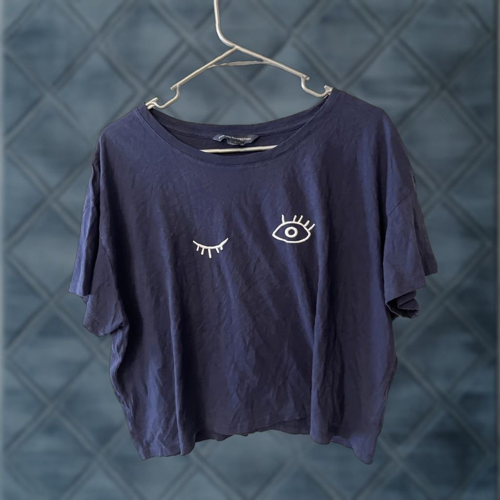 French Connection French Connection Women WINK Crop Graphic T-Shirt Dutch Blue L Shirt Size L / US 10 / IT 46 - 1 Thumbnail