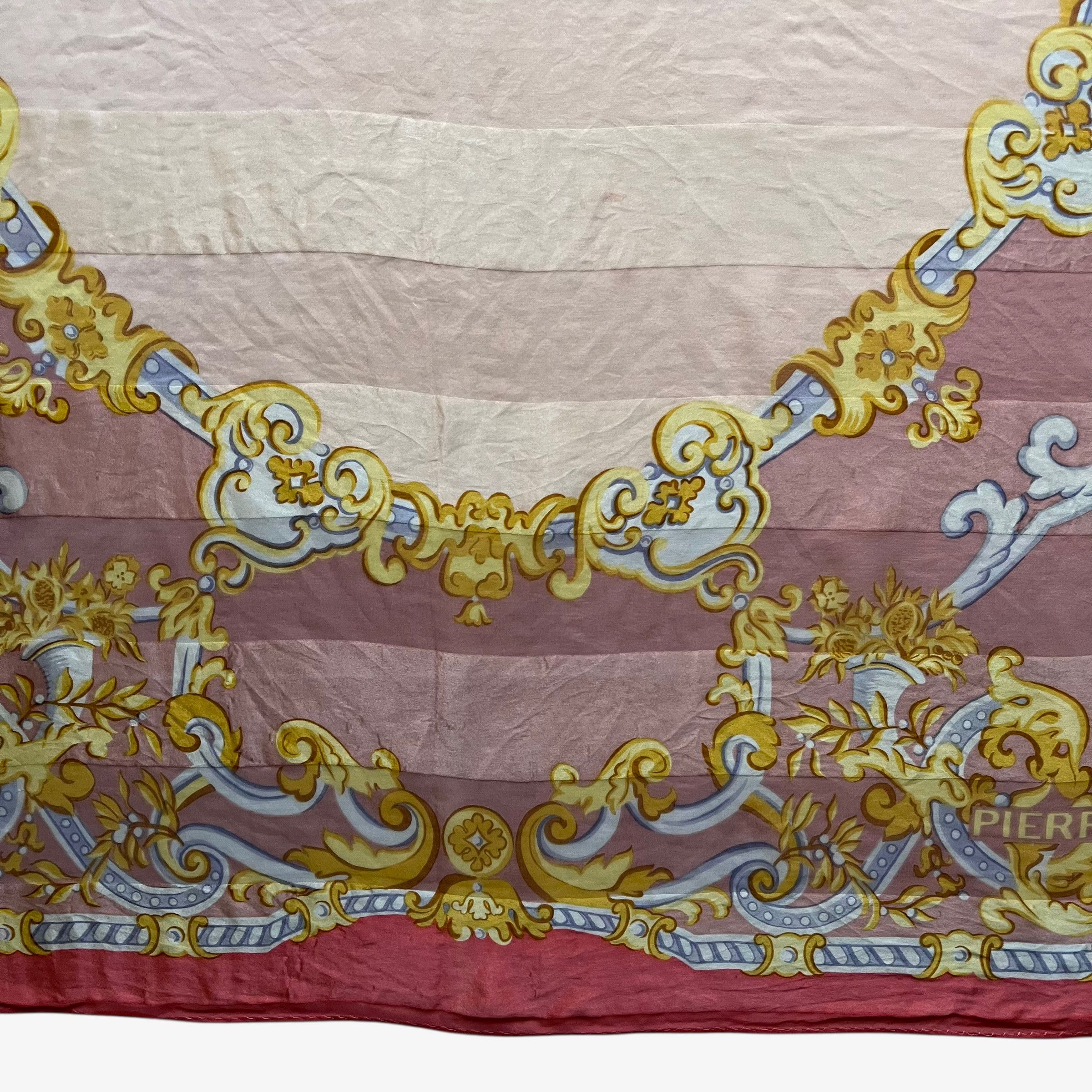Balmain Vintage 80s Pierre Balmain Baroque Print Striped Silk Scarf Size ONE SIZE - 4 Thumbnail