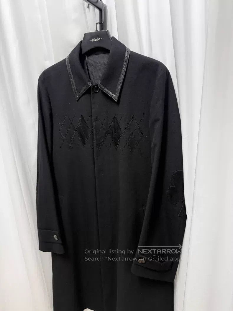 Number (N)ine Number (N)ine Leather Patch Wool Coat Size US L / EU 52-54 / 3 - 2 Thumbnail