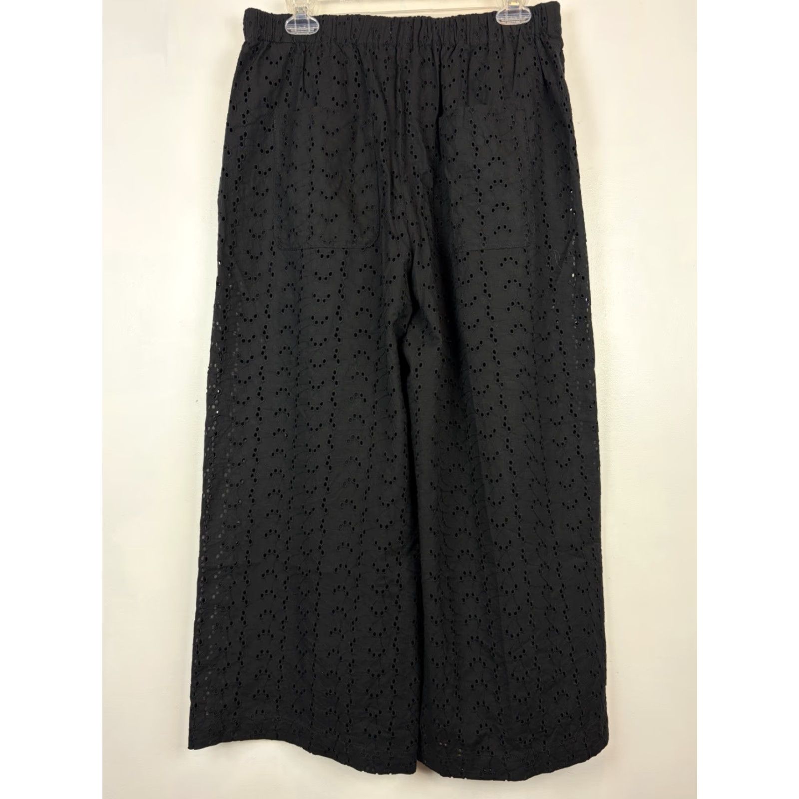 Zara Zara Pants Women Large Wide-Leg Black Cotton Beaded Embroidered Pocket Elastic Waist Dry Casual Beach Vintage No Size 36" / US 14 / IT 50 - 2 Thumbnail