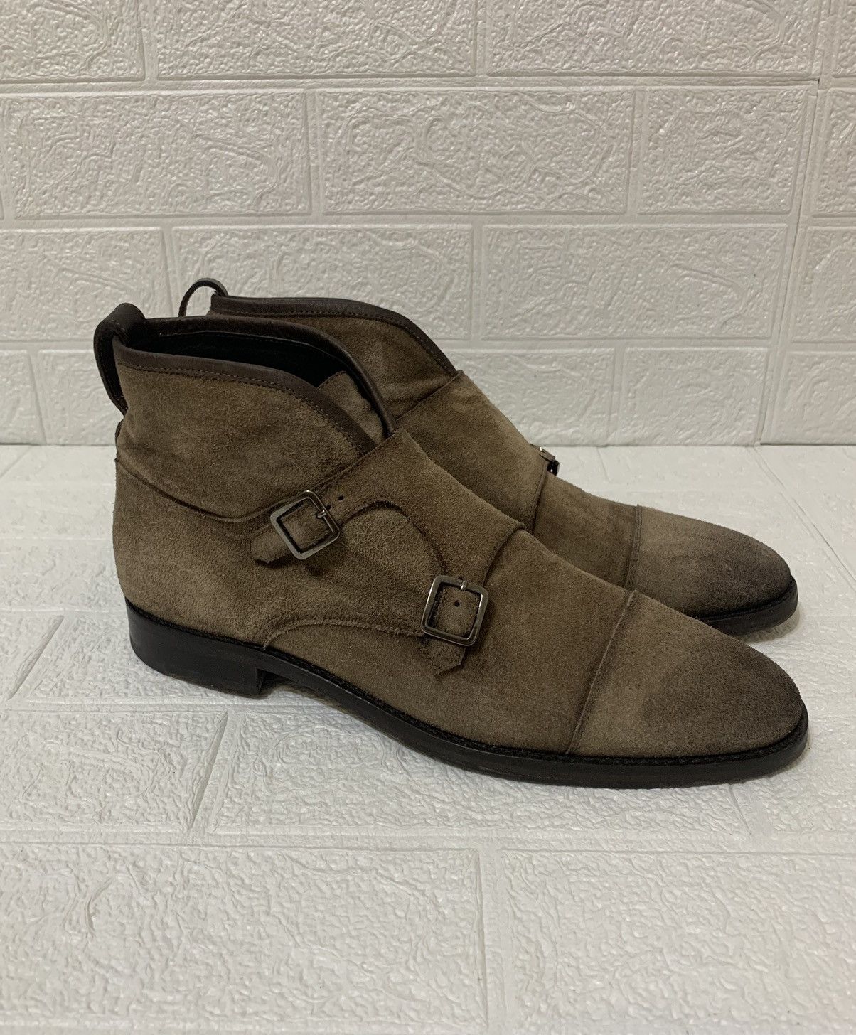 Antonio Maurizi Suede Double Monc Strap Boots Made in Italy