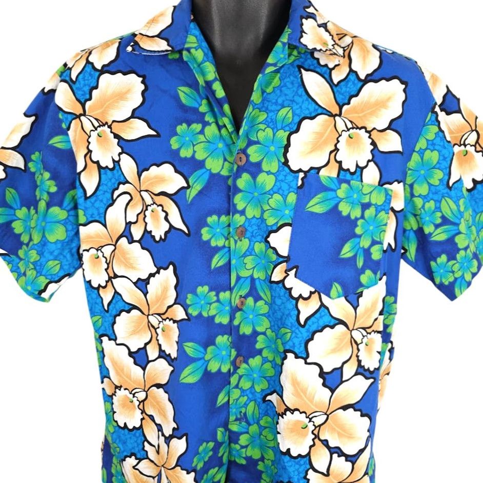 Vintage Honu Bay Hawaiian Shirt Mens Small Blue All Over Print Camp Aloha Tiki Shirt Size US S / EU 44-46 / 1 - 3 Thumbnail