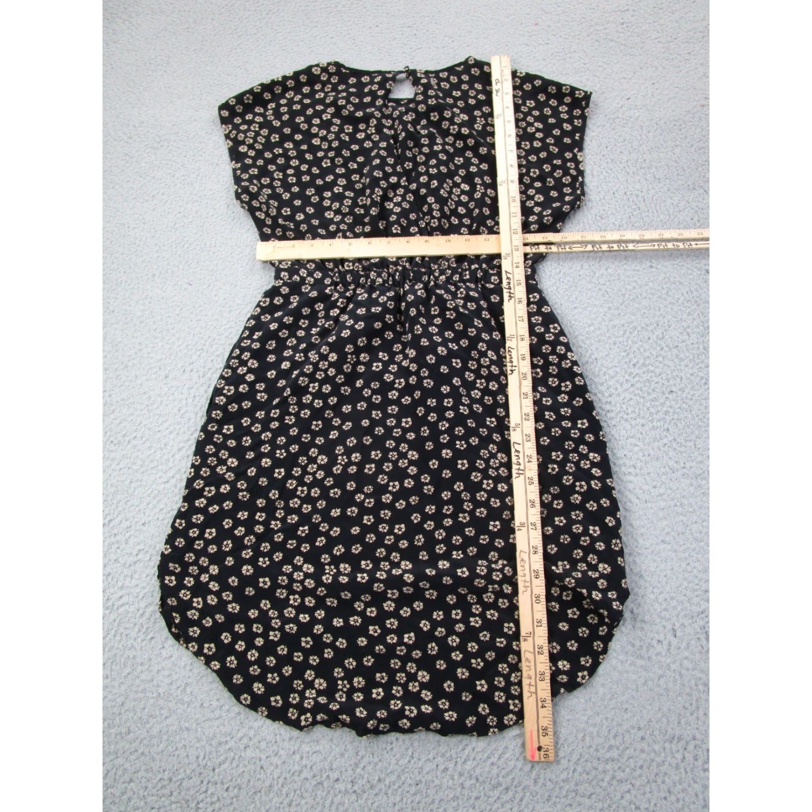Madewell Madewell Silk Dress Womens 00 Black Floral Elastic Waist Prairie Western Boho Dress Size XXS / US 00 / IT 34 - 6 Thumbnail