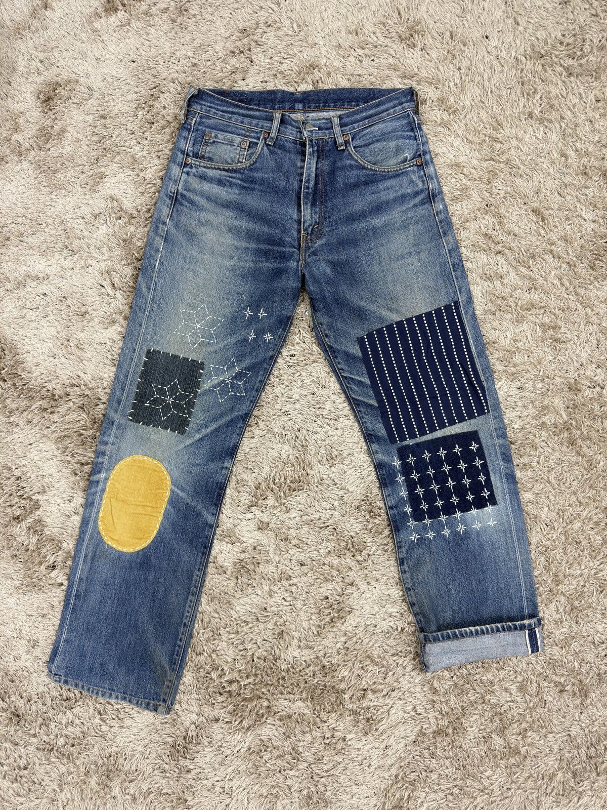 Levi's 1 of 1 Vintage Levis 502xx Selvedge Custom Sashiko Boro Size US 31 - 1 Thumbnail