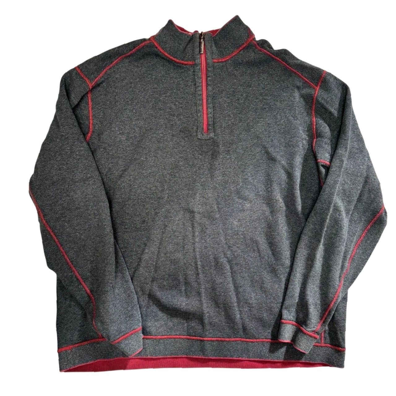 Tommy Bahama Tommy Bahama Sweatshirt Mens XL Gray Burgundy Flipshore Reversible Quarter Zip Shirt Size US XL / EU 56 / 4 - 2 Thumbnail