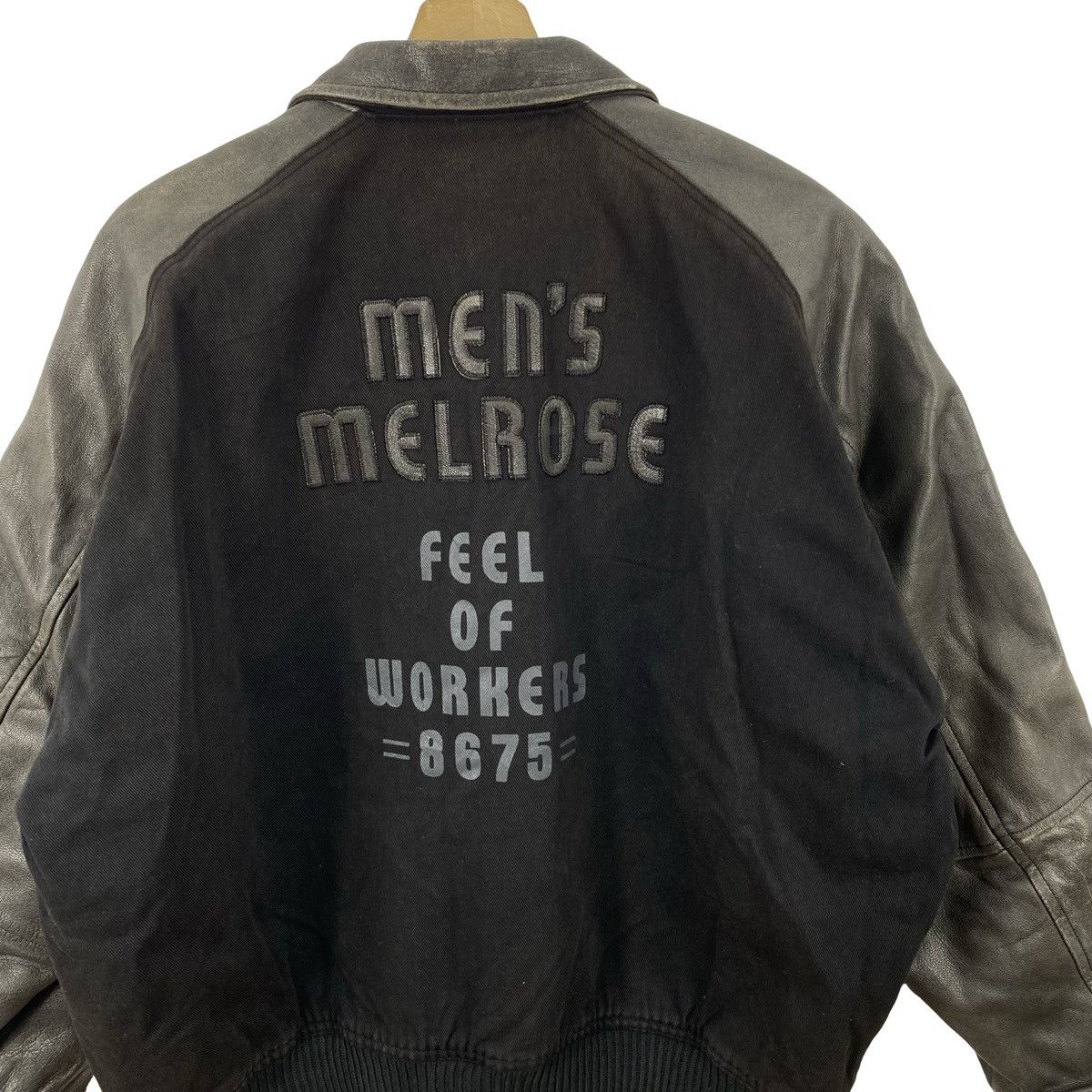 Vintage Vintage M.E.N.C Melrose Leather Sleeve Varsity Bomber Size US L / EU 52-54 / 3 - 10 Thumbnail