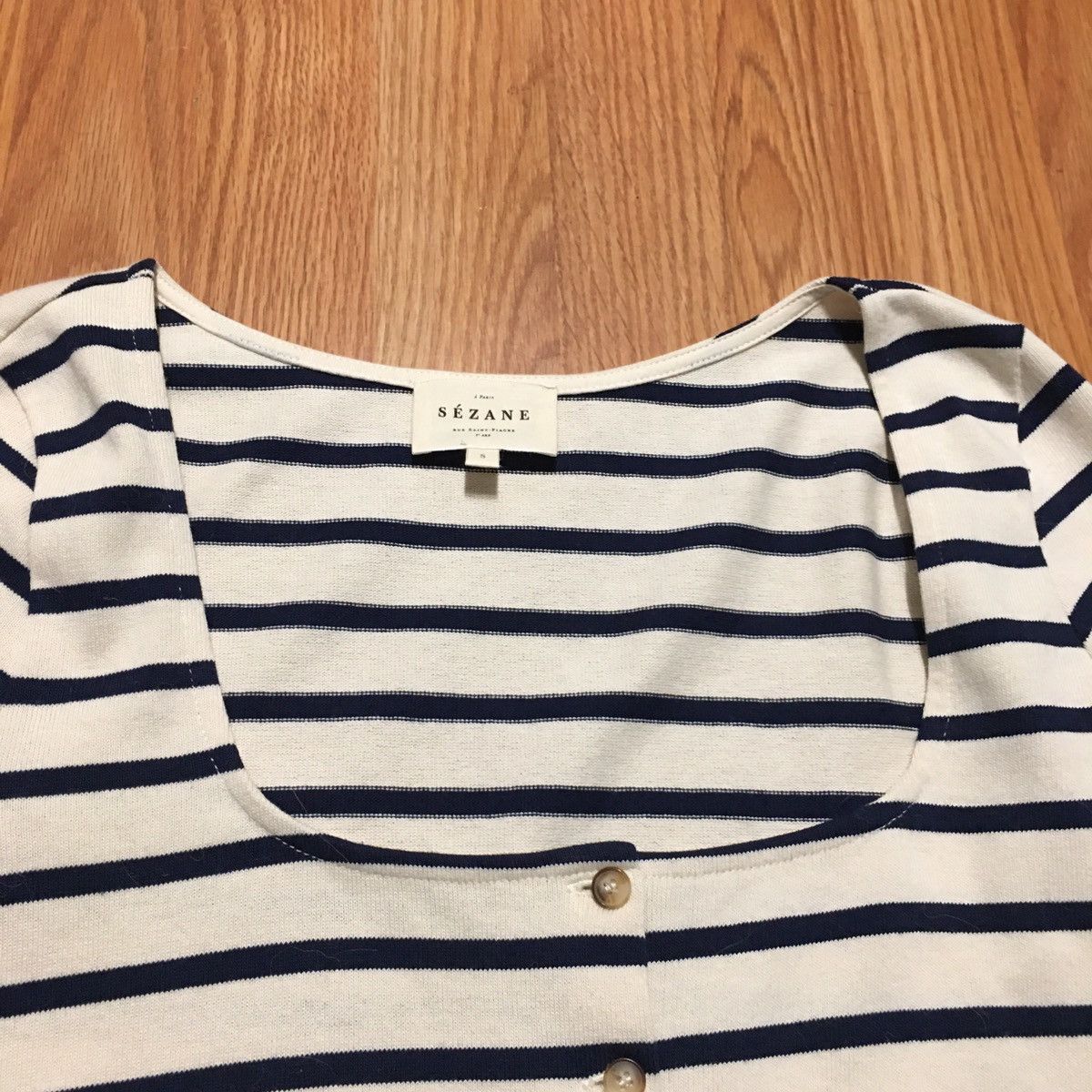 Sezane SEZANE Linea Mariniere Ecru Navy Cotton Cardigan Size S Size S / US 4 / IT 40 - 9 Thumbnail