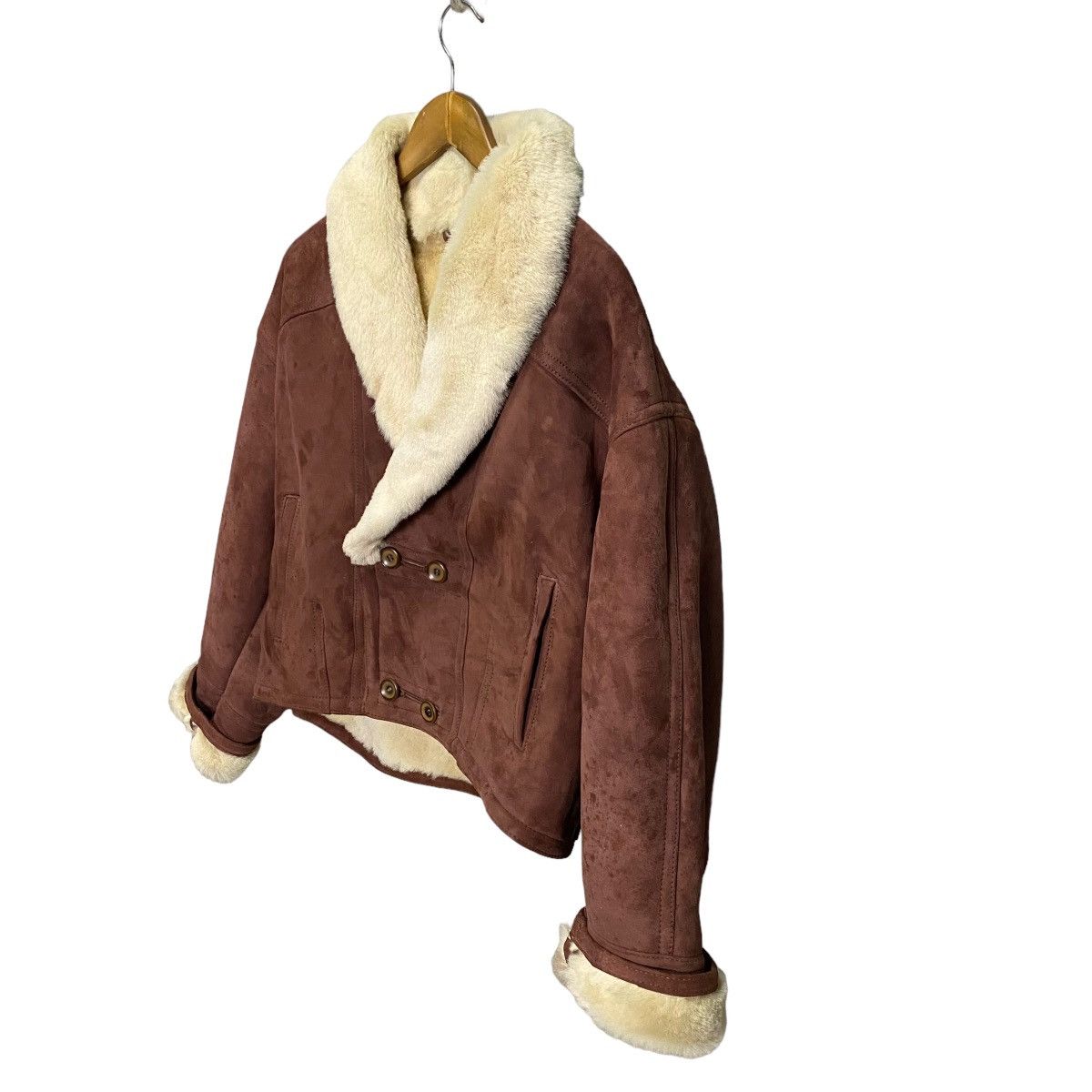 Handmade Massini Fur Faux double breasted cropped leather jacket Size US M / EU 48-50 / 2 - 3 Thumbnail