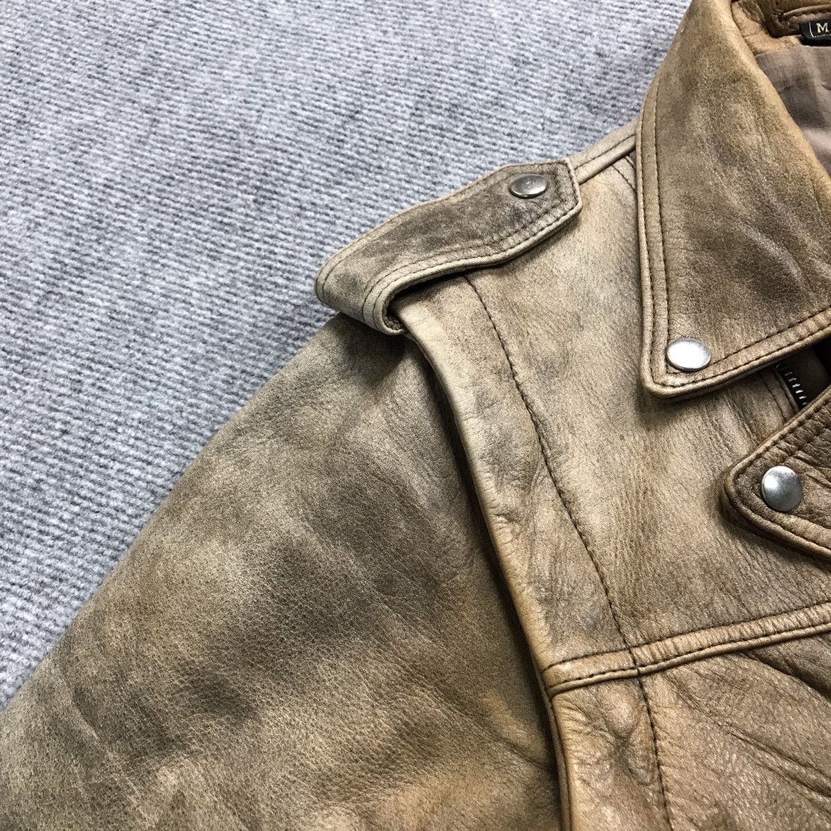 Other LEATHER JACKET DOUBLE COLLAR BROWN FADED BIKER JACKET Size US M / EU 48-50 / 2 - 12 Thumbnail