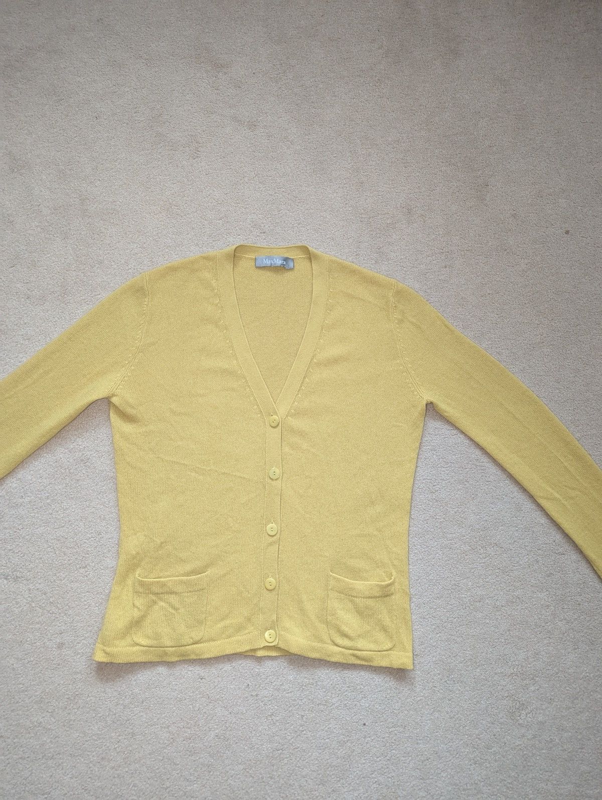 Max Mara Max Mara Cashmere Yellow Cardigan Sweater Size M-L “Japan” Size L / US 10 / IT 46 - 1 Thumbnail