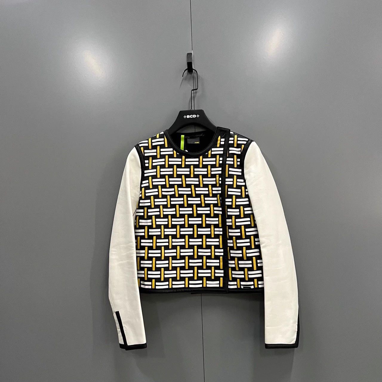 Fendi FENDI geometric all-over print paneled leather jacket Size S / US 4 / IT 40 - 1 Thumbnail