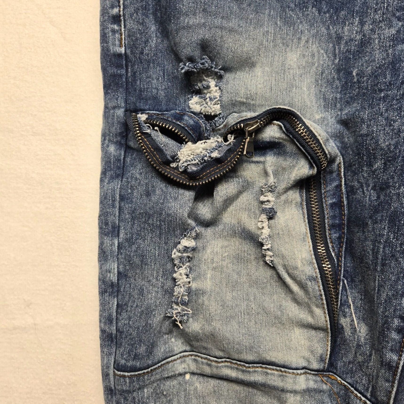 Vintage Mens GS-115 Distressed Blue Denim Jeans Straight 38x30 Size US 38 / EU 54 - 3 Thumbnail