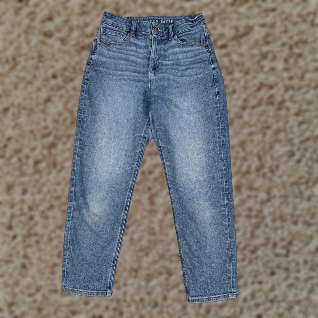 American Eagle Outfitters American Eagle Outfitters Women's Jeans Skinny 4 Short Blue Wash High Rise 26x25 Cropped Mid Rise Denim Stretch 5-Pocket Button Zipper Size 27" / US 4 / IT 40 - 1 Thumbnail