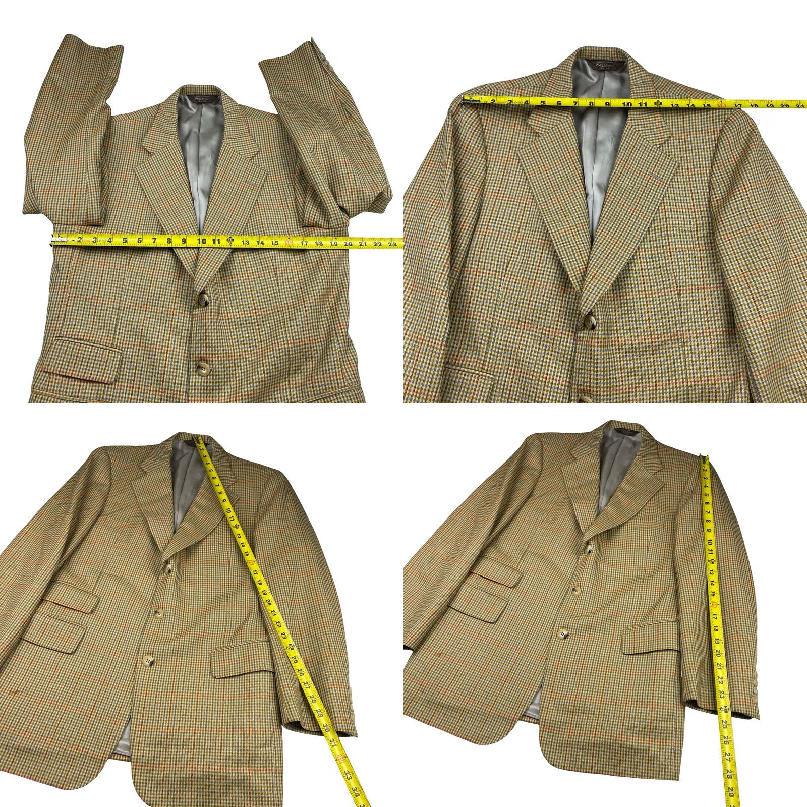 Paul Stuart Paul Stuart Mens Blazer Beige Plaid - 40L Jacket Size 40R - 8 Thumbnail