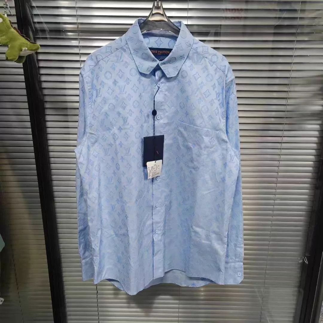 Louis Vuitton Blue Patterned Long-Sleeve Button-Up Shirt Size US M / EU 48-50 / 2 - 1 Thumbnail