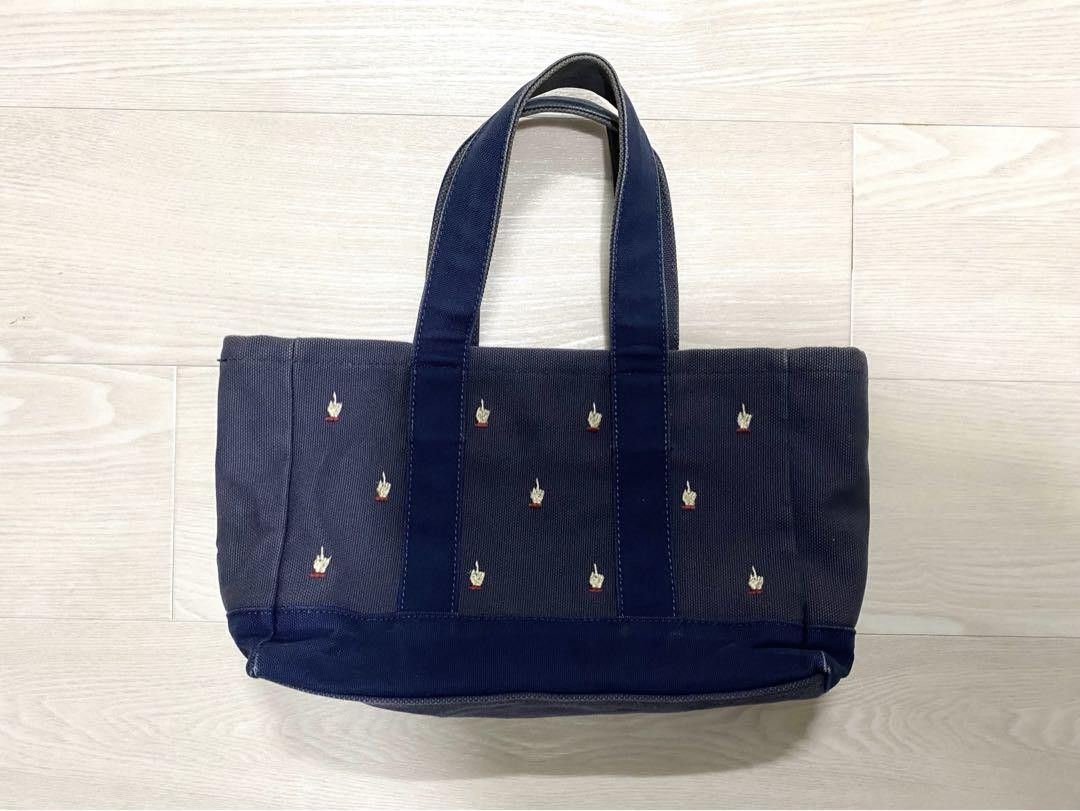 image of Undercover Embroidered Middle Finger Mini Tote Bag in Navy, Men's