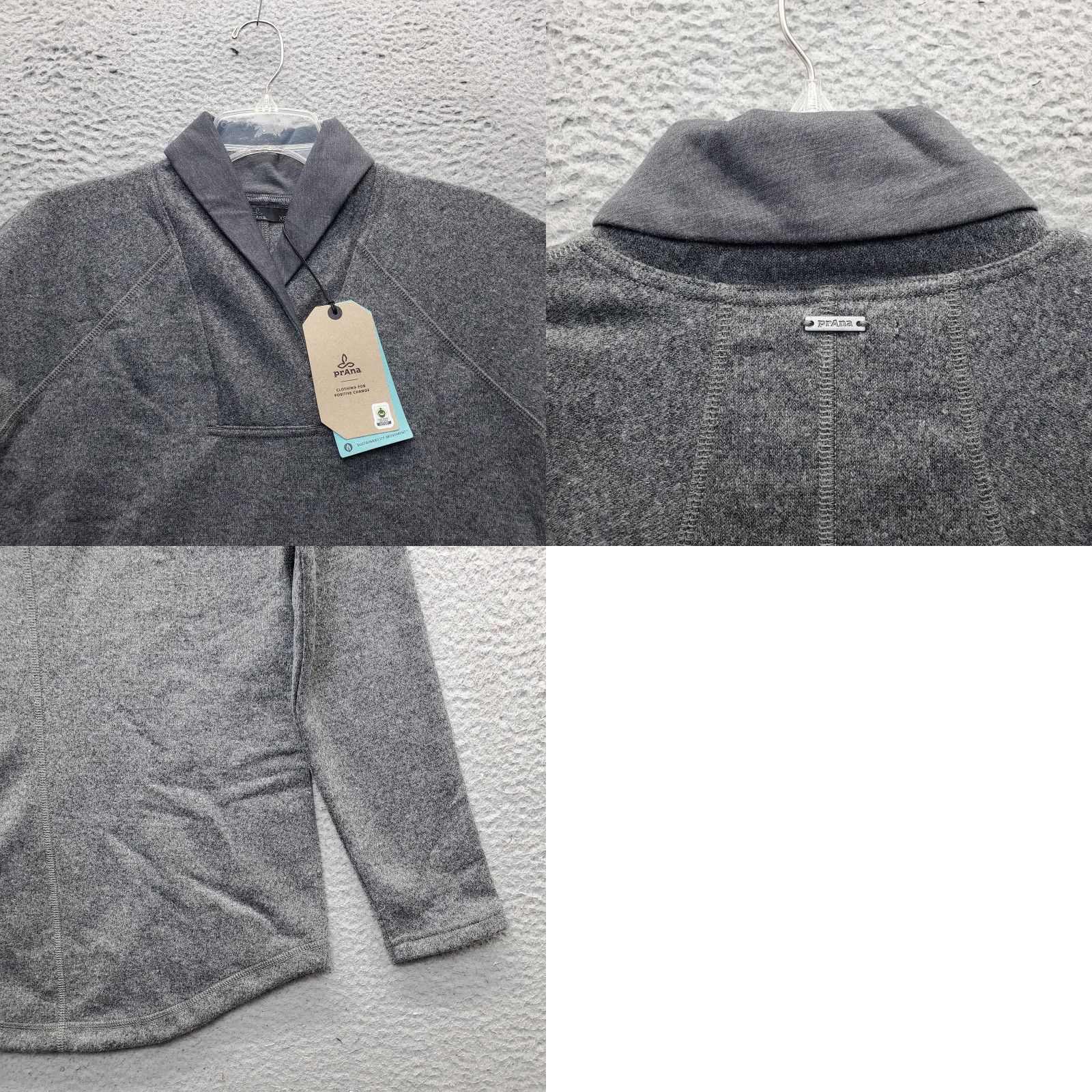 Prana prAna Ziller Tunic Sweater Womens XS Heather Gray Shawl Neck Fleece Lined Knit Pocketed Regular Size XS Womens Color Gray 1963491 Size XS / US 0-2 / IT 36-38 - 8 Thumbnail