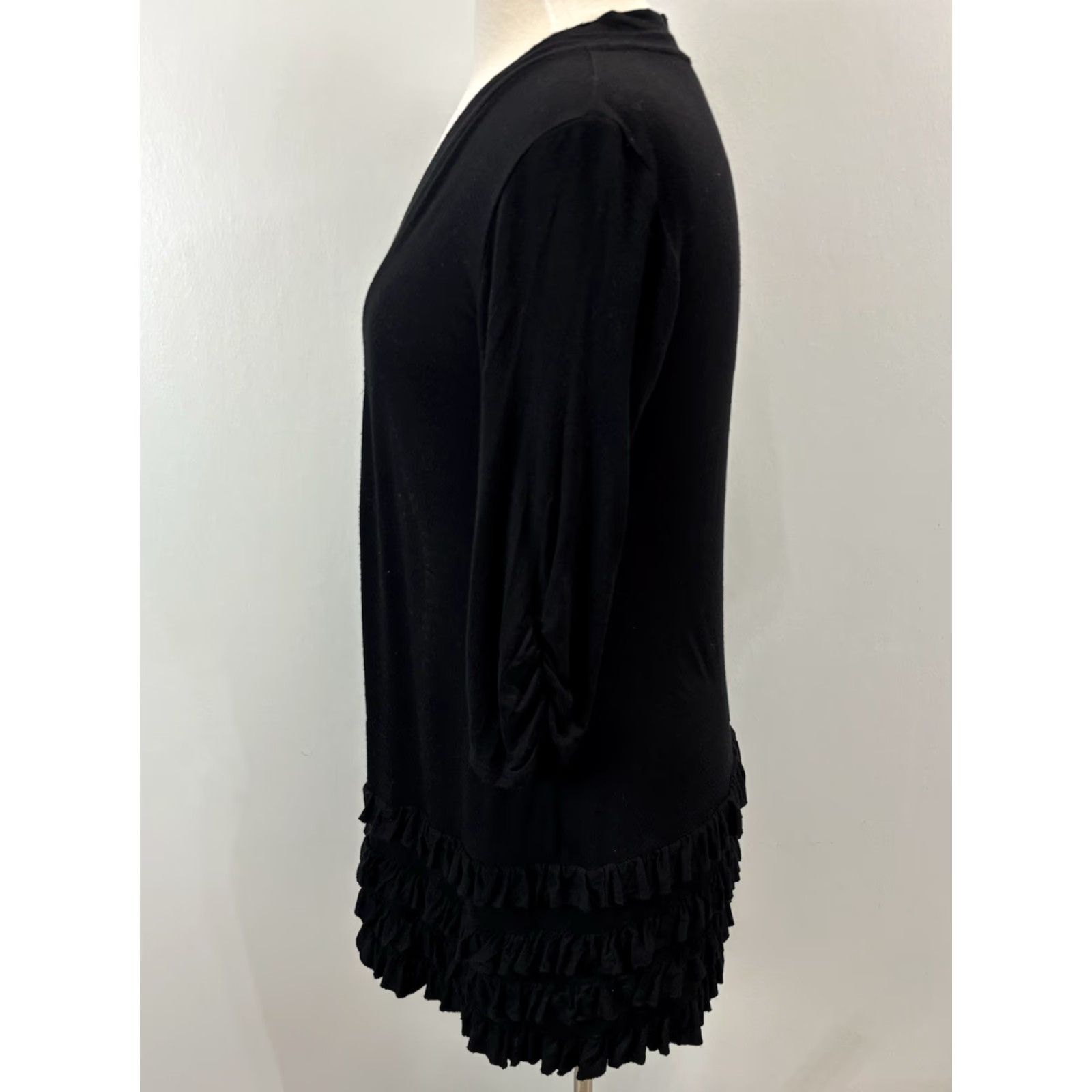 Vintage Soma Intimates Cardigan Shirt Top Sz Small Women’s Black Tiered Ruffles Open Size S / US 4 / IT 40 - 2 Thumbnail