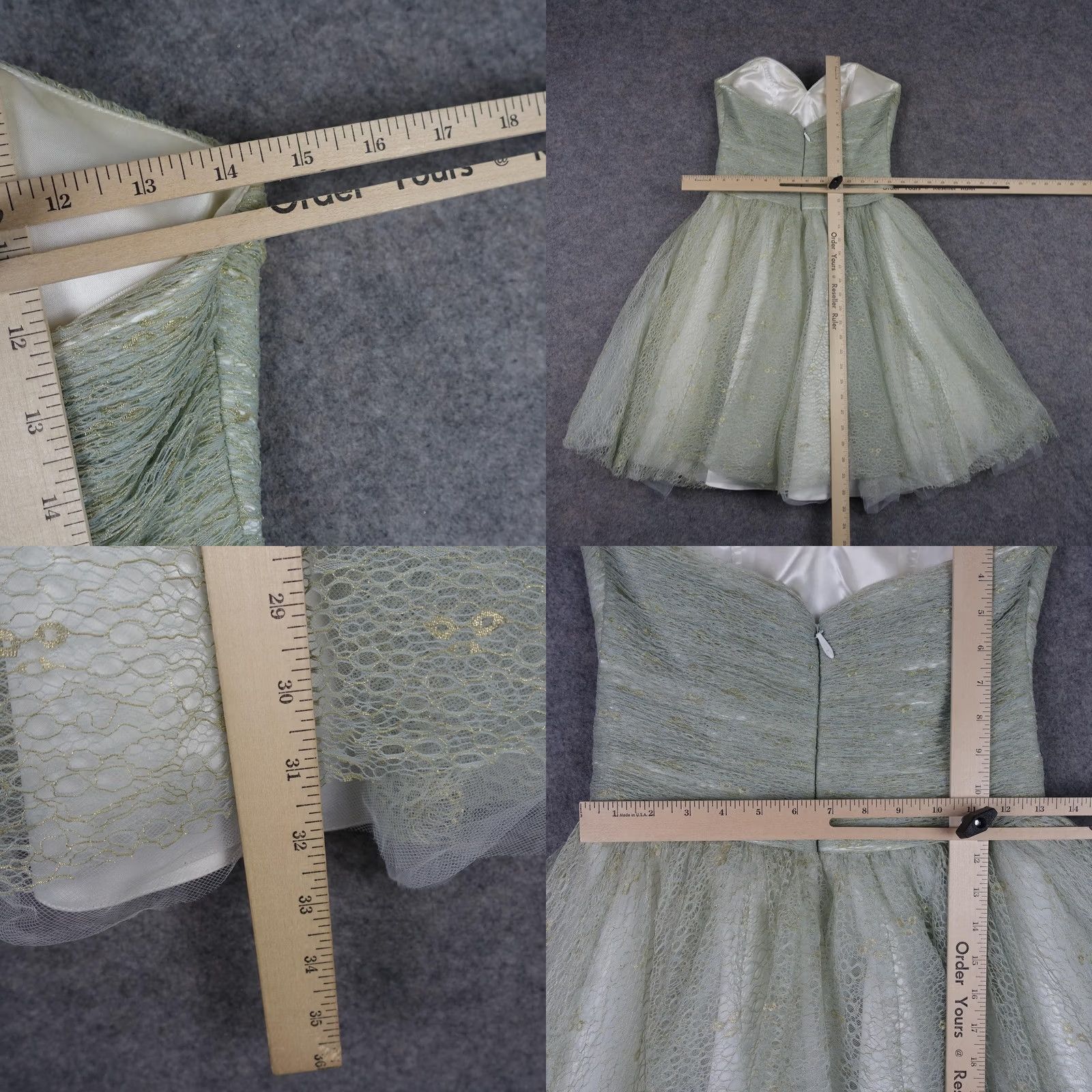 Vintage JJ's House Dress Womens Small Green Sweetheart Strapless Tiana Tinker Bell Dress Short Formal Party/Cocktail Zipper Size S / US 4 / IT 40 - 9 Thumbnail