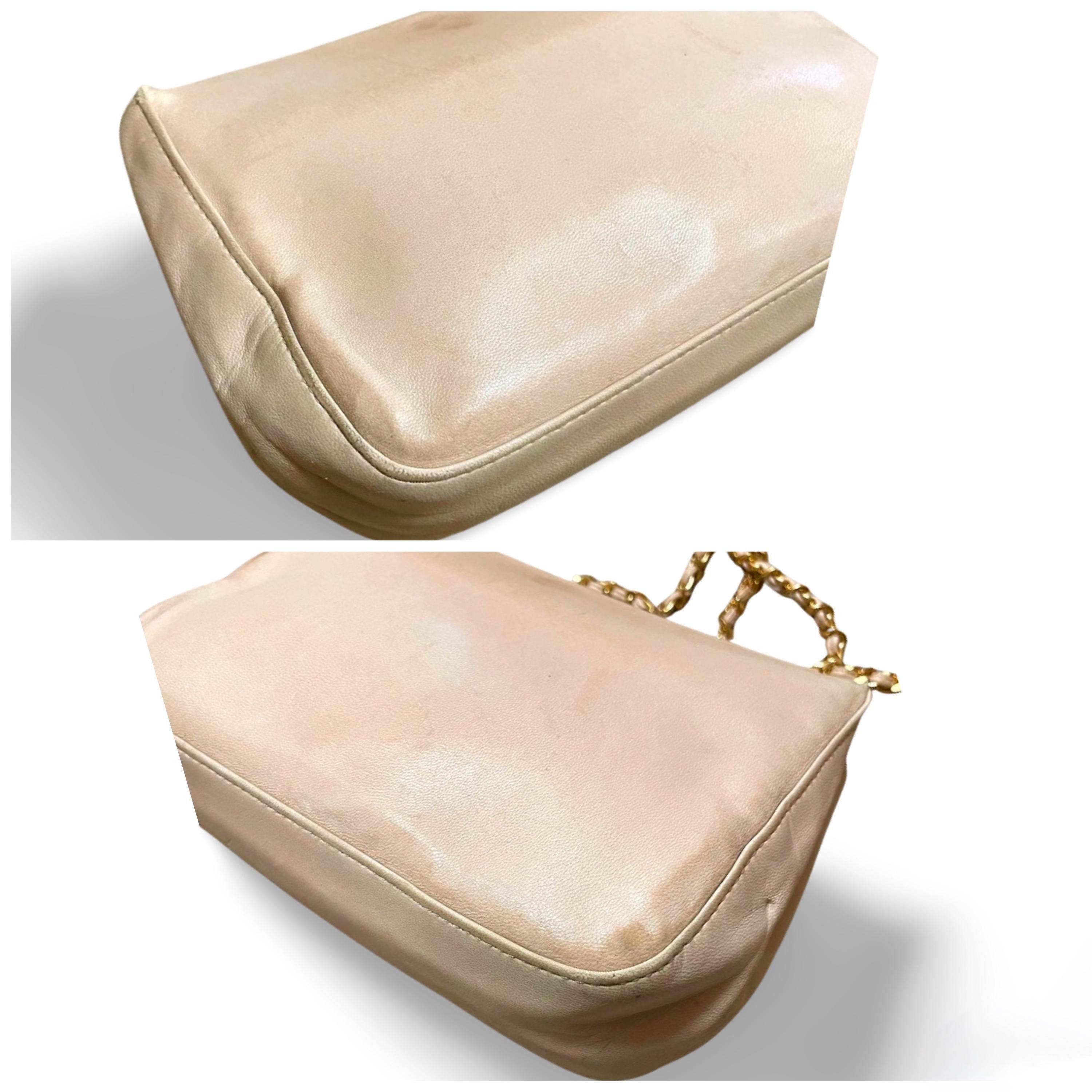 Chanel Vintage CHANEL pale pink beige lambskin chain shoulder bag Size ONE SIZE - 5 Thumbnail
