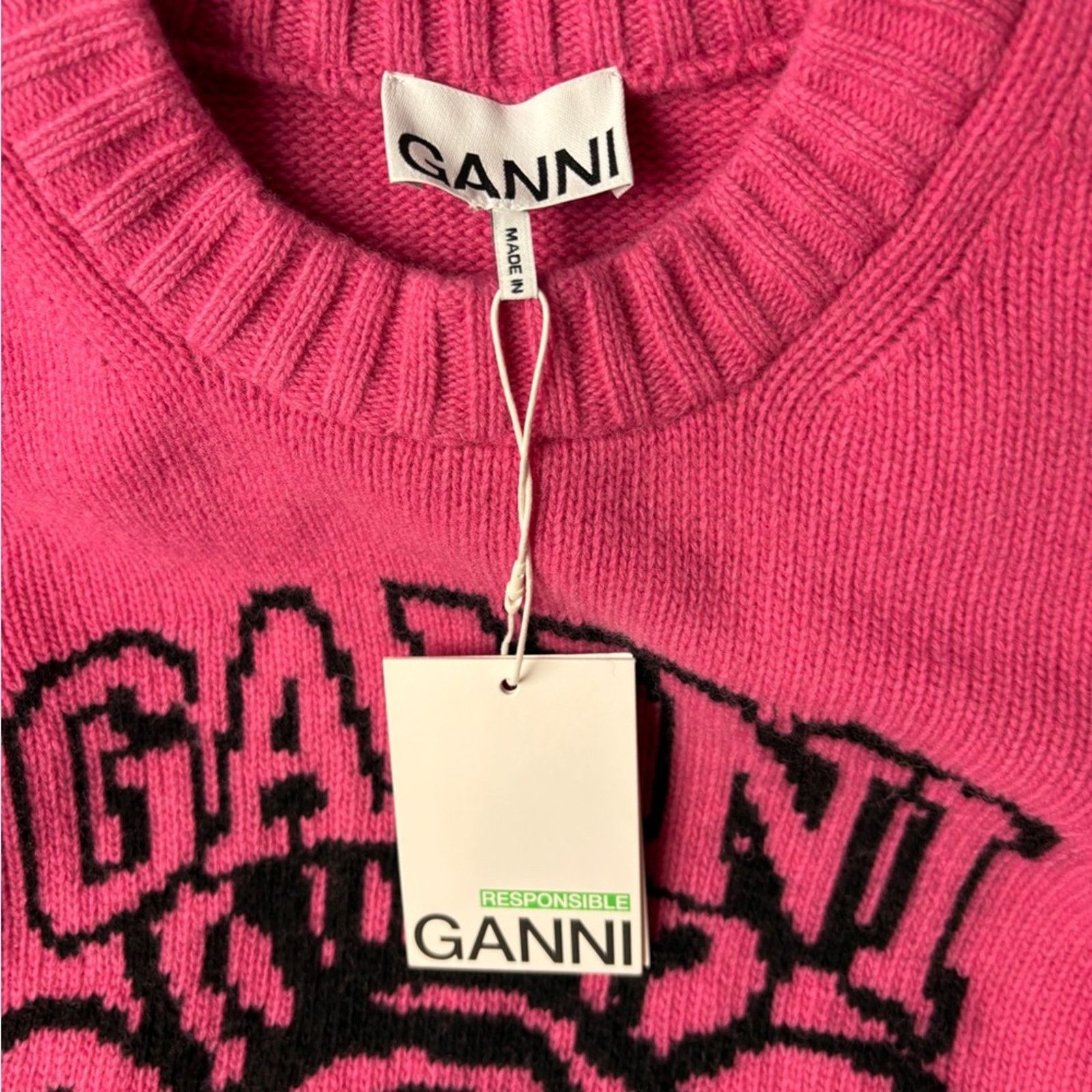 Ganni GANNI Women's Graphic O-Neck Pullover Flower in Cone Flower Size XS / US 0-2 / IT 36-38 - 3 Thumbnail