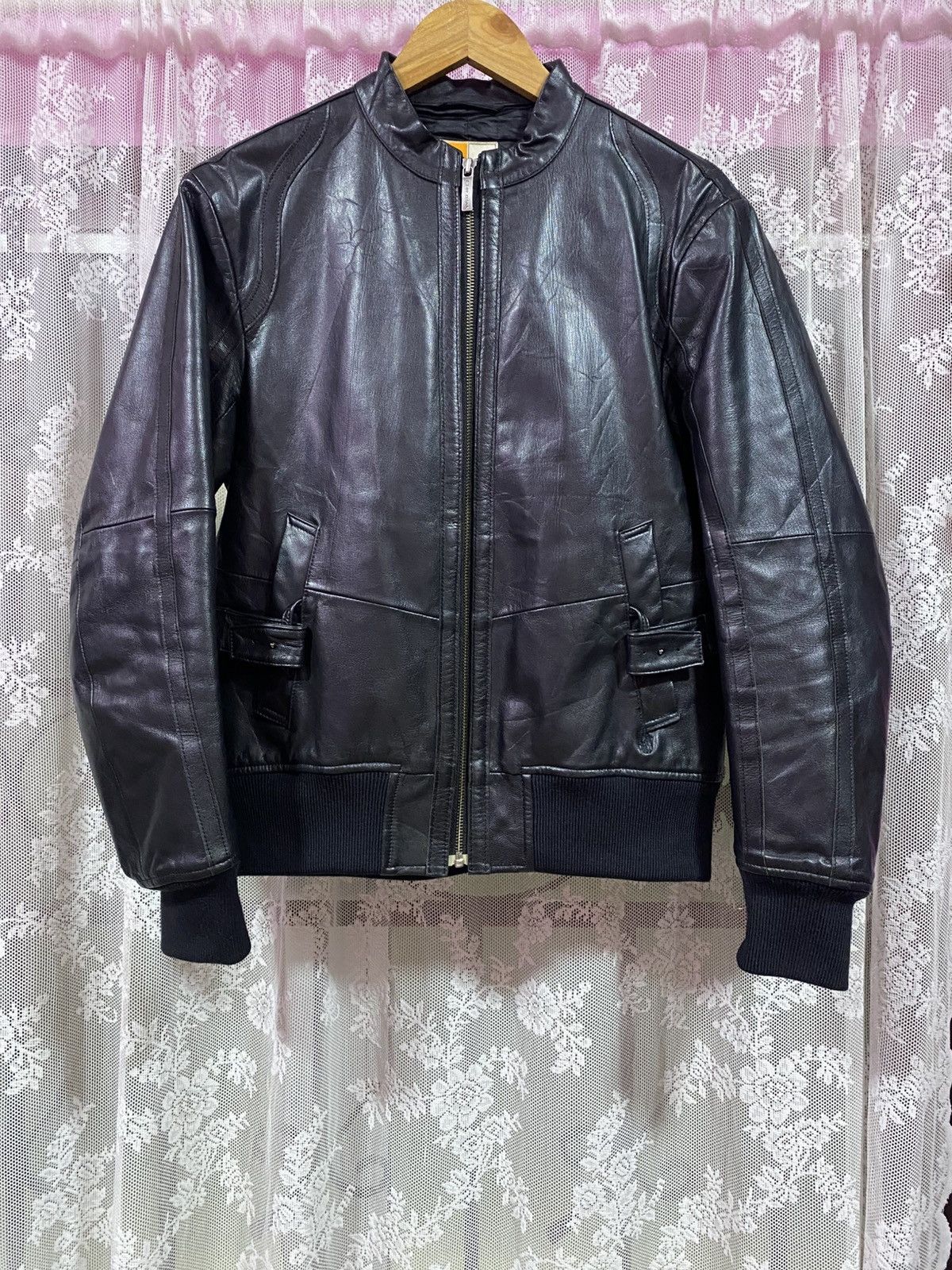 750$ Ermenegildo Zegna Leather Bomber Jacket Black