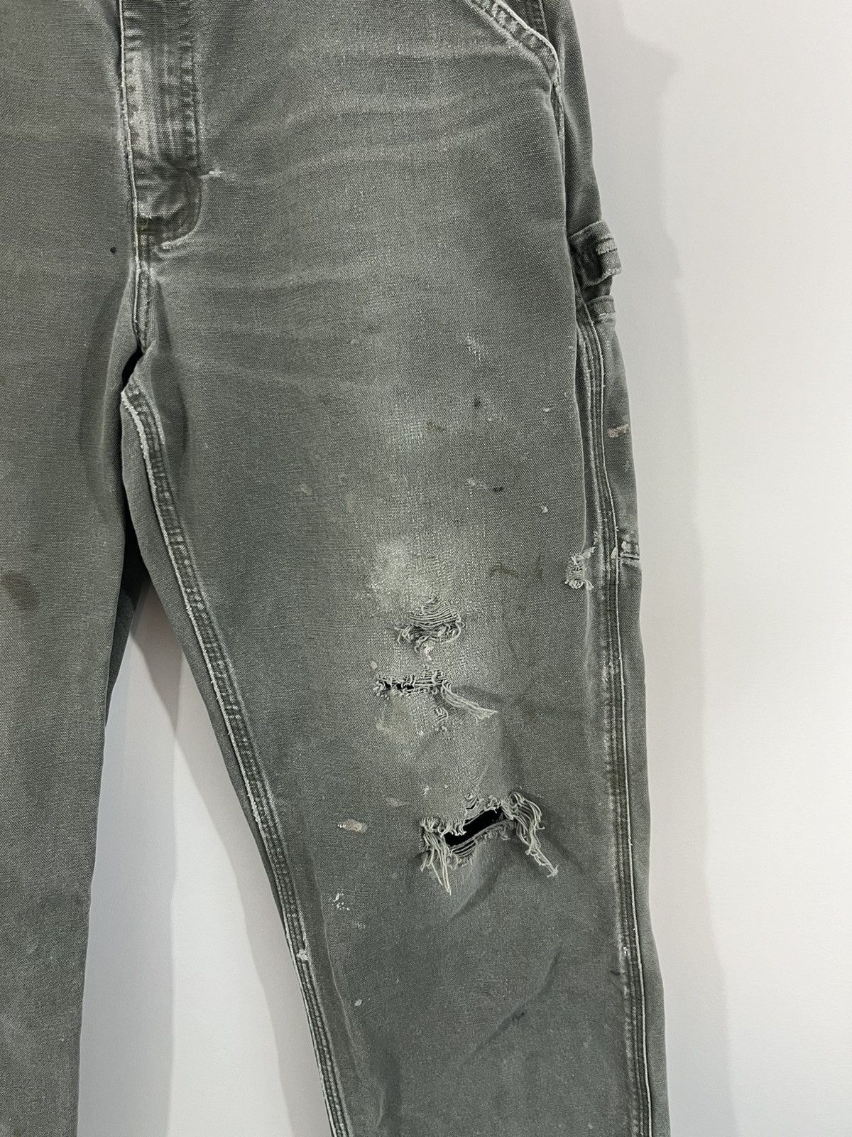 Carhartt Thrashed Sun Faded Olive Carpenter Pants Size US 33 - 4 Thumbnail
