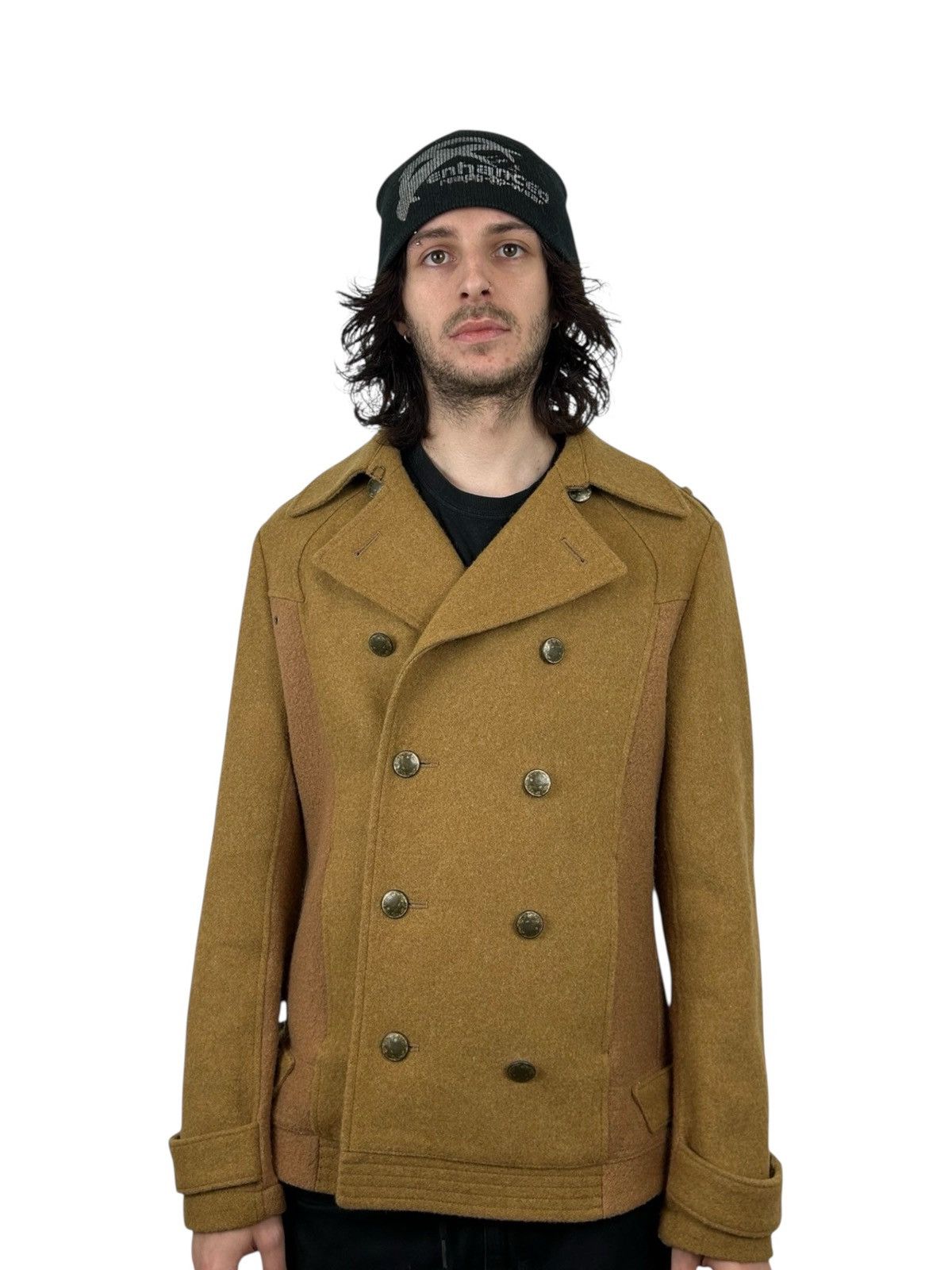PPFM PPFM Double Breasted Officer Cut Brushed Wool Peacoat (L) Size US L / EU 52-54 / 3 - 1 Thumbnail