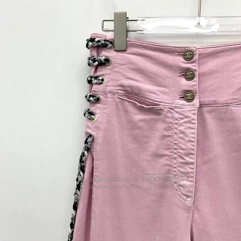 Chanel Chanel Light pink woven tie cotton casual straight denim t Size 24" / US 00 / IT 34 - 3 Thumbnail