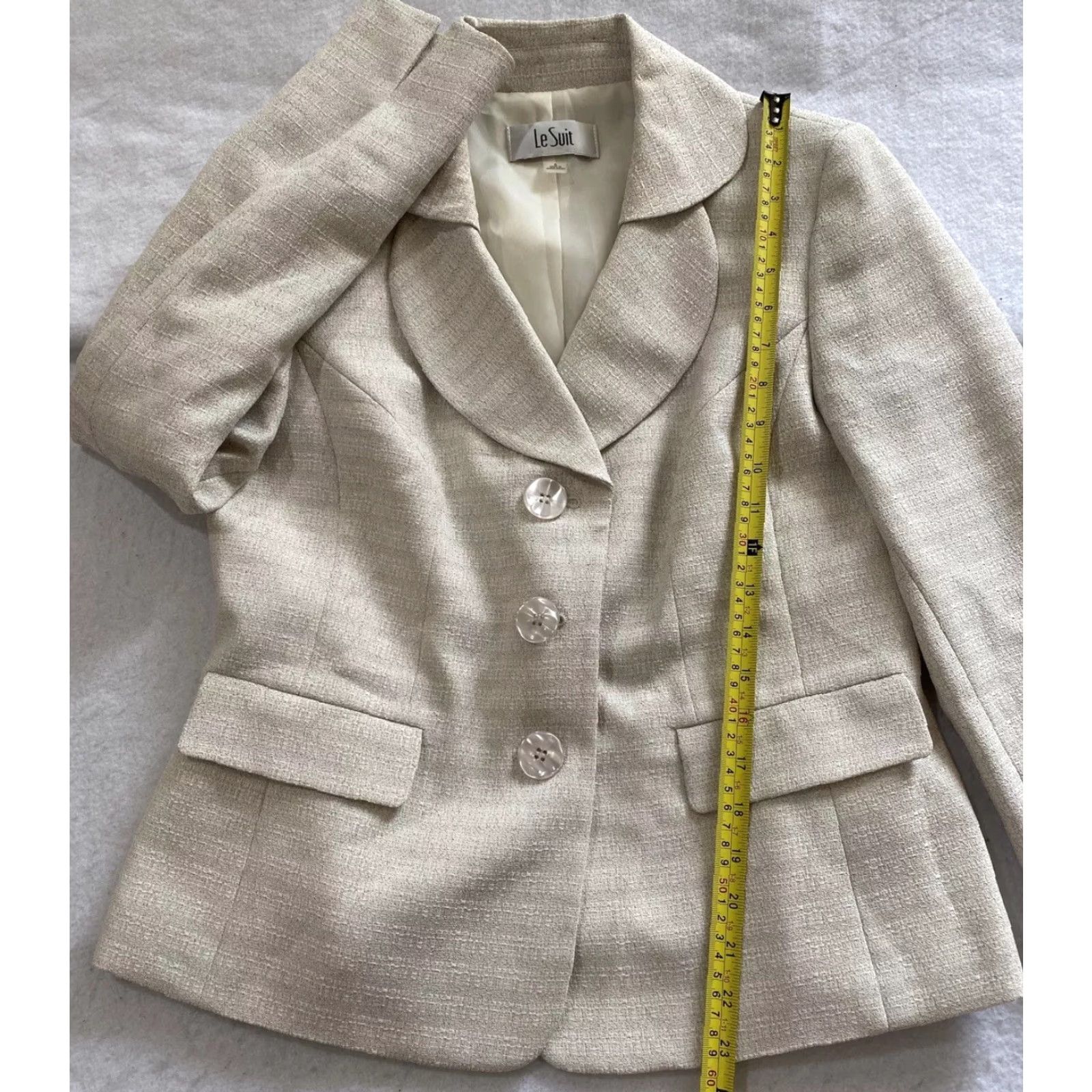 Vintage VINTAGE Le Suit Blazer Jacket Women’s Size 8 Tan Pinstripe Lined Skirt Suit Business Womens 90s Size M / US 6-8 / IT 42-44 - 6 Thumbnail